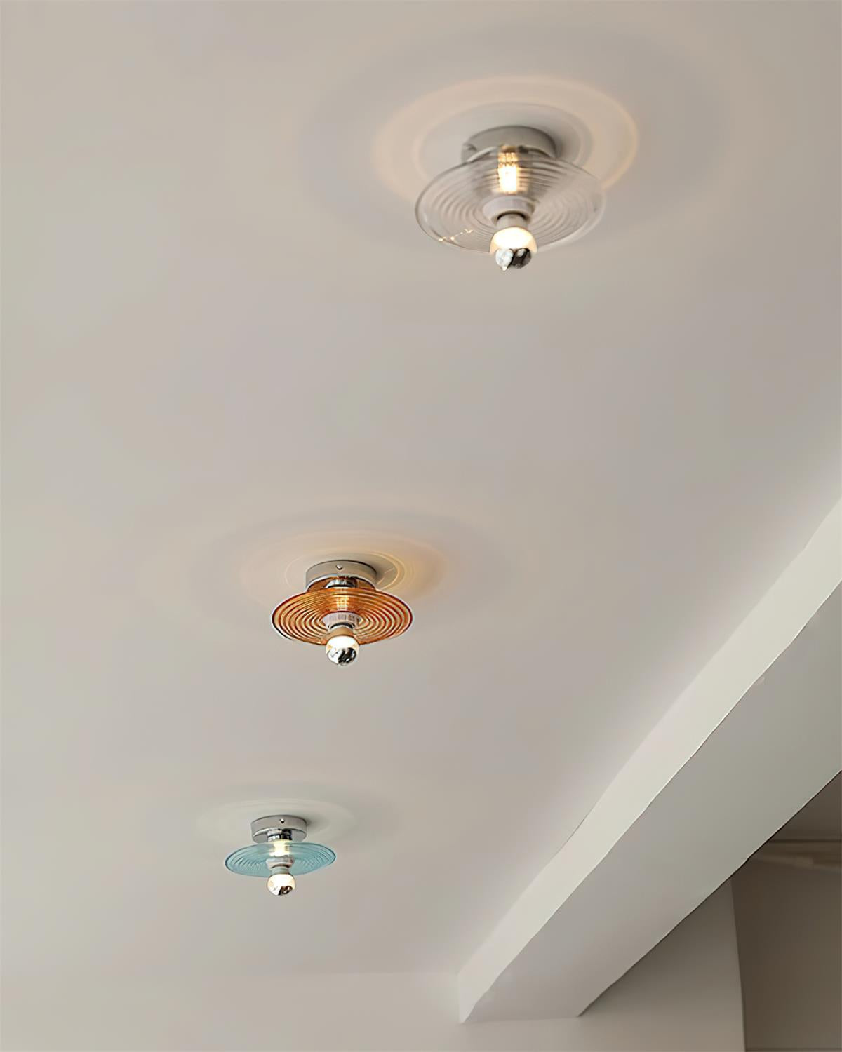 Curios Ceiling Light Ripple Glass Chrome Modern - Letslighting