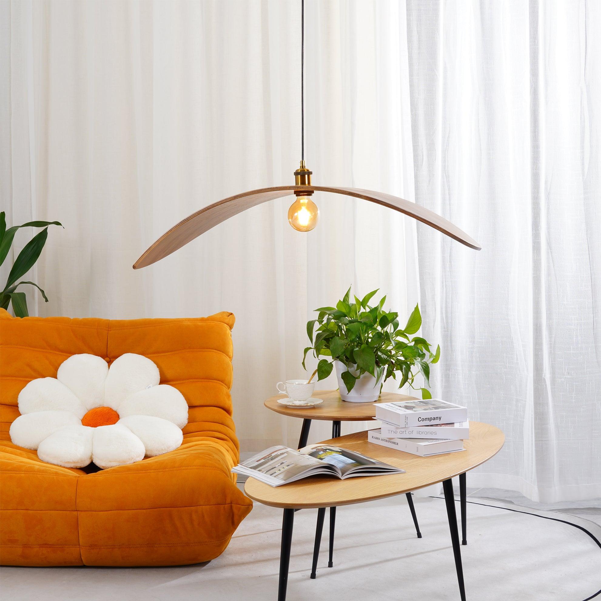 Muto Suspension Incuvré Minimaliste, Metal/Bois, Bois, Chambre
