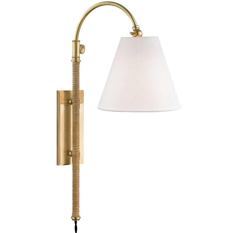 Elan Modern Minimalist Plug-In Brass Fabric Sconce Wall Lamp - Lamp Copper
