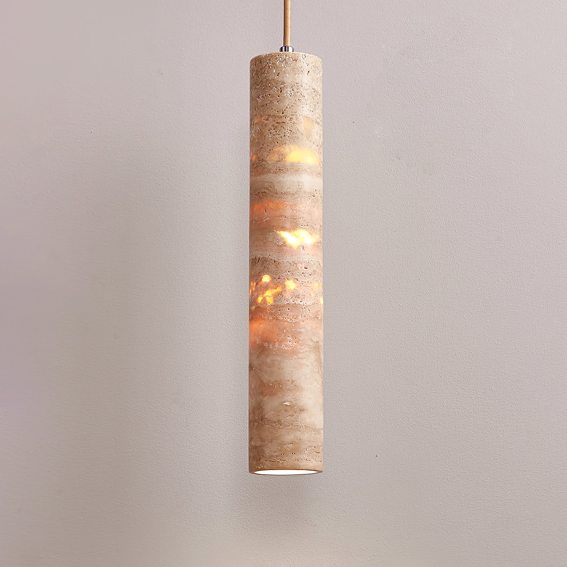 Cylindrical Travertine Pendant Light - Vakkerlight