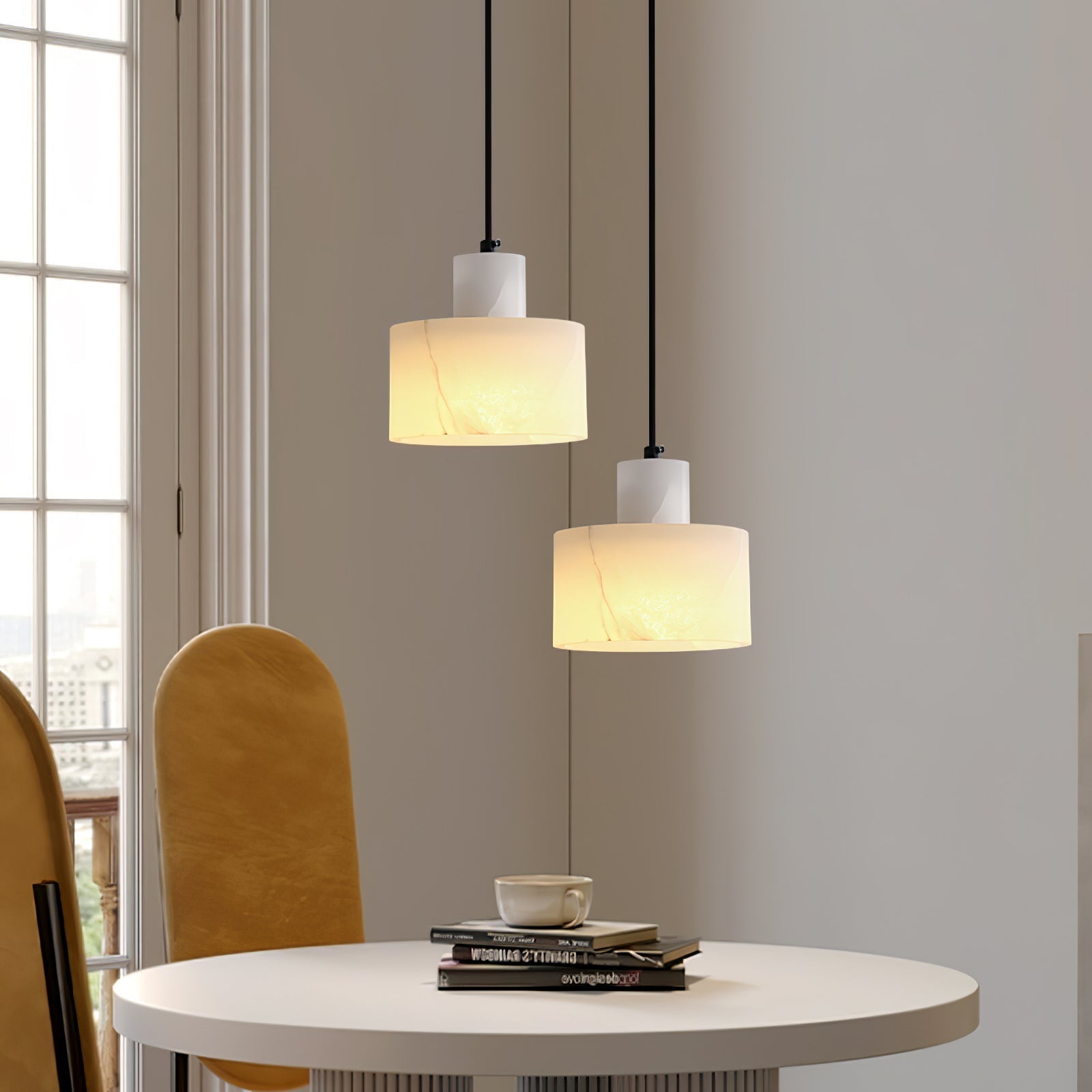 Alabaster Pendant Lgiht Dual Cylindrical - Letslighting