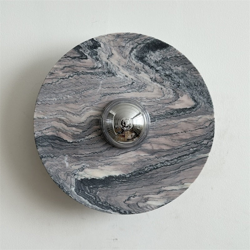 Zeno Modern Minimalist Round Chrome Marble Metal Wall Sconce - Lamp Copper