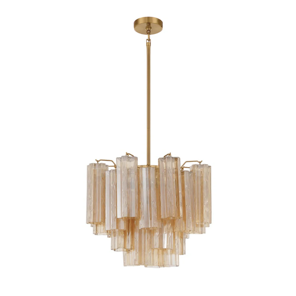 Lustra Chandelier en Tube de Verre Superposé Ambre