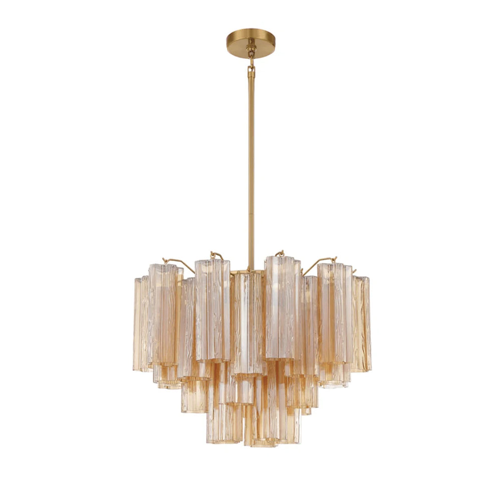 Lustra Chandelier en Tube de Verre Superposé Ambre