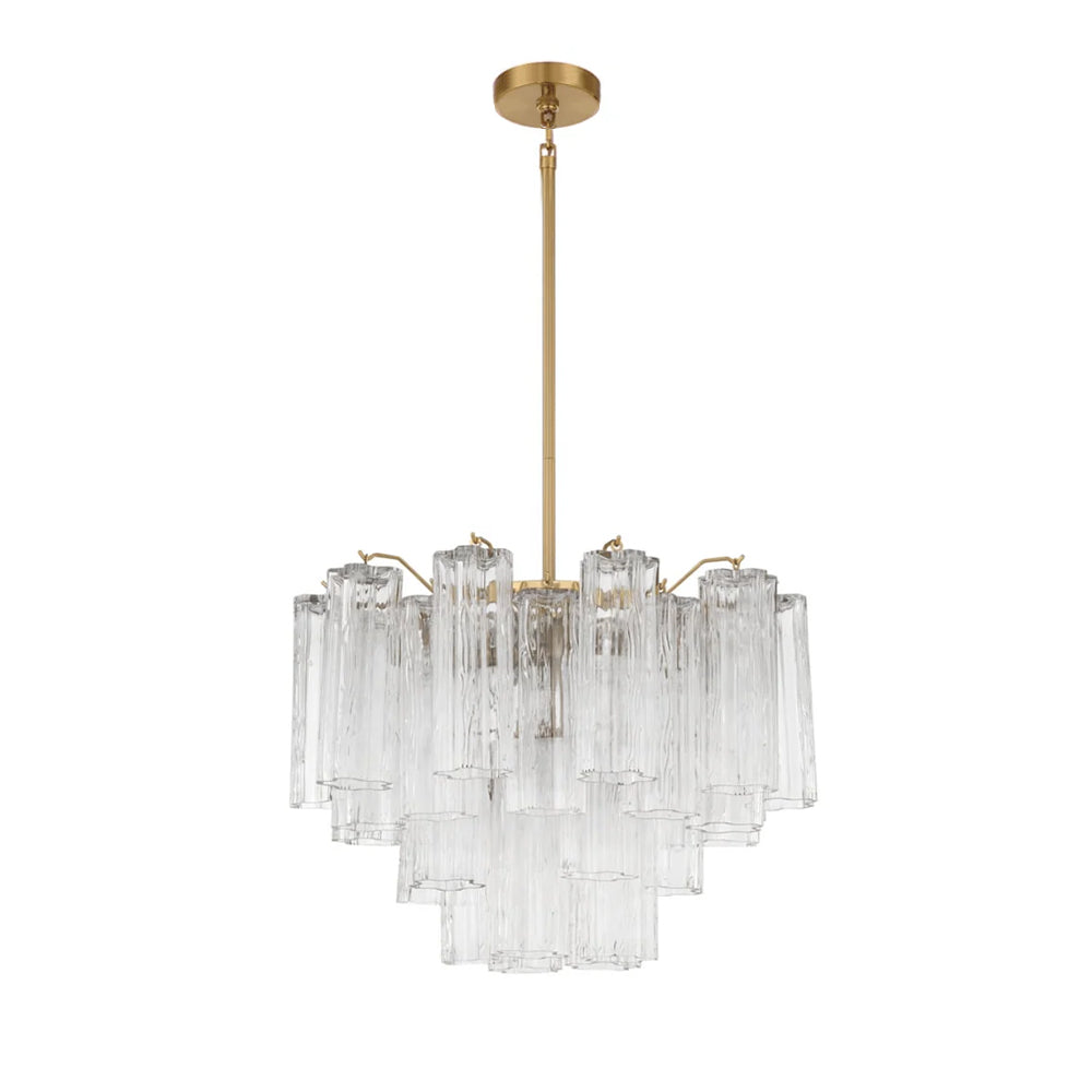 Lustra Chandelier en Tube de Verre Superposé Ambre