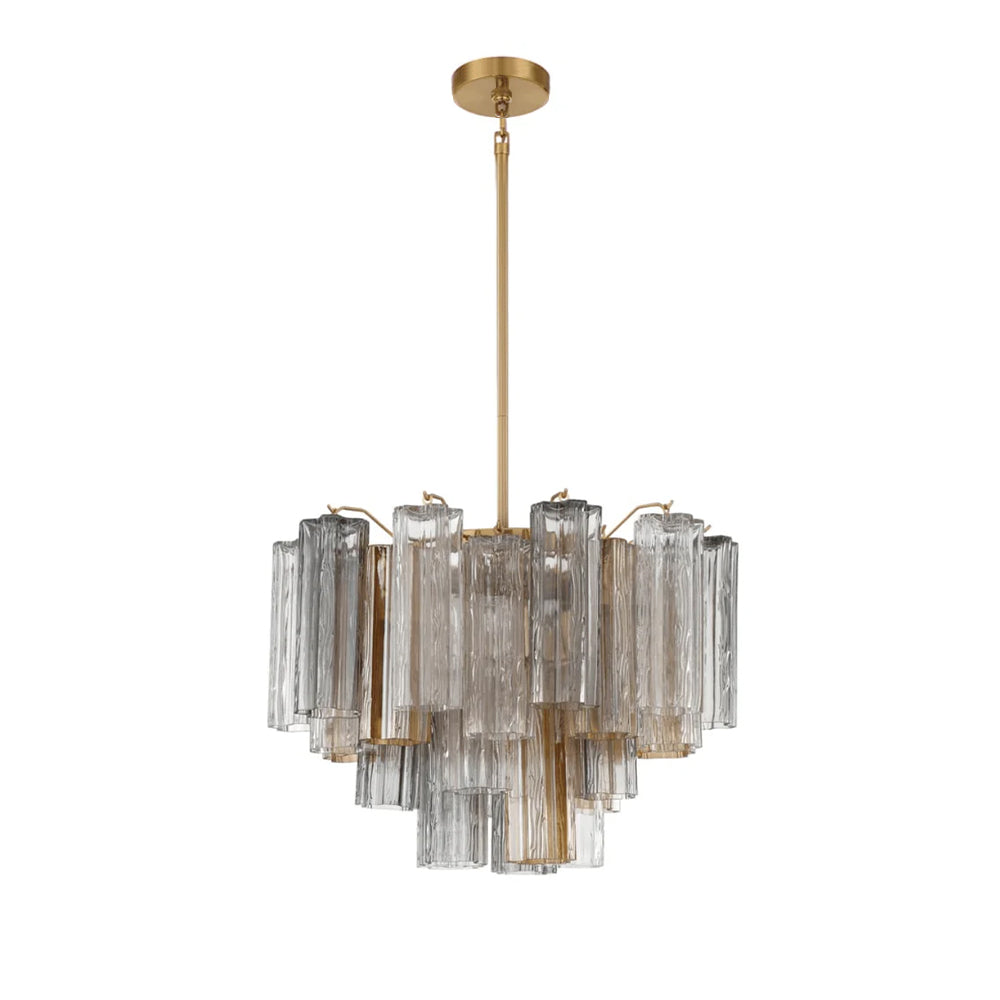 Lustra Chandelier en Tube de Verre Superposé Ambre