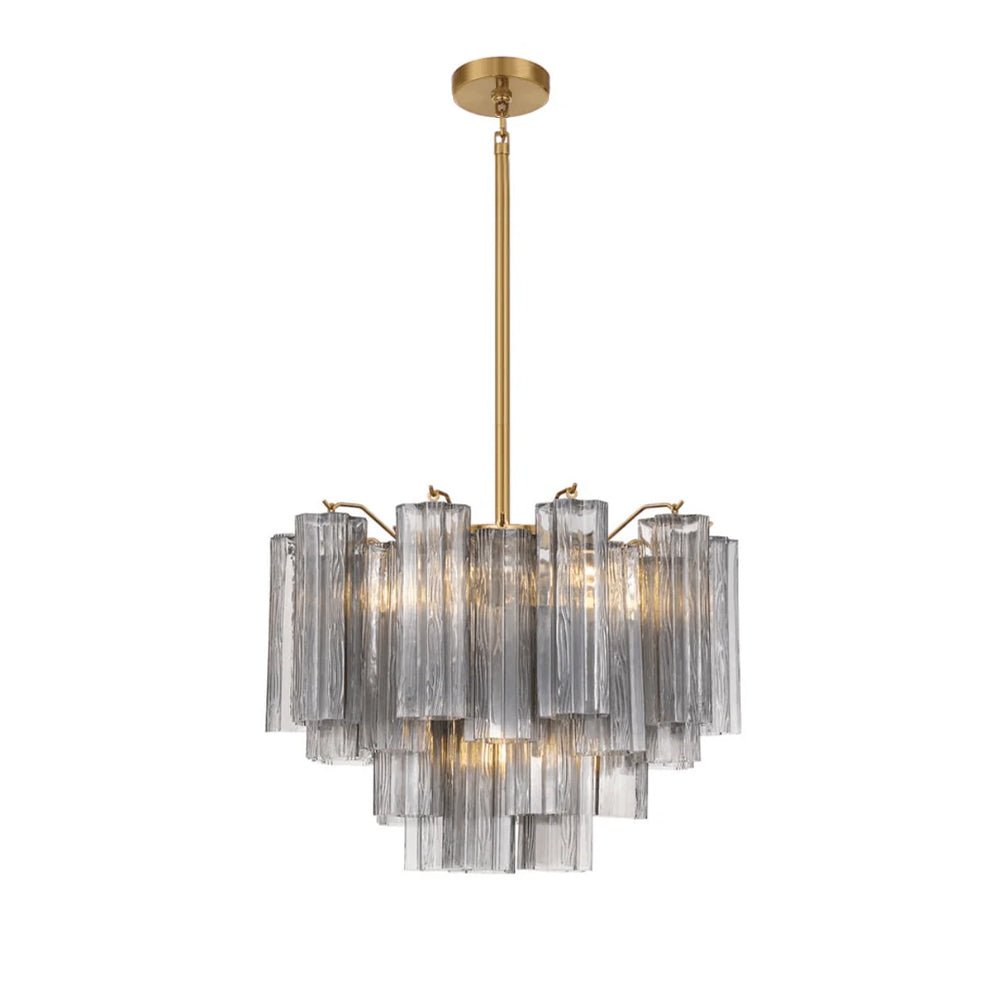 Lustra Chandelier en Tube de Verre Superposé Ambre