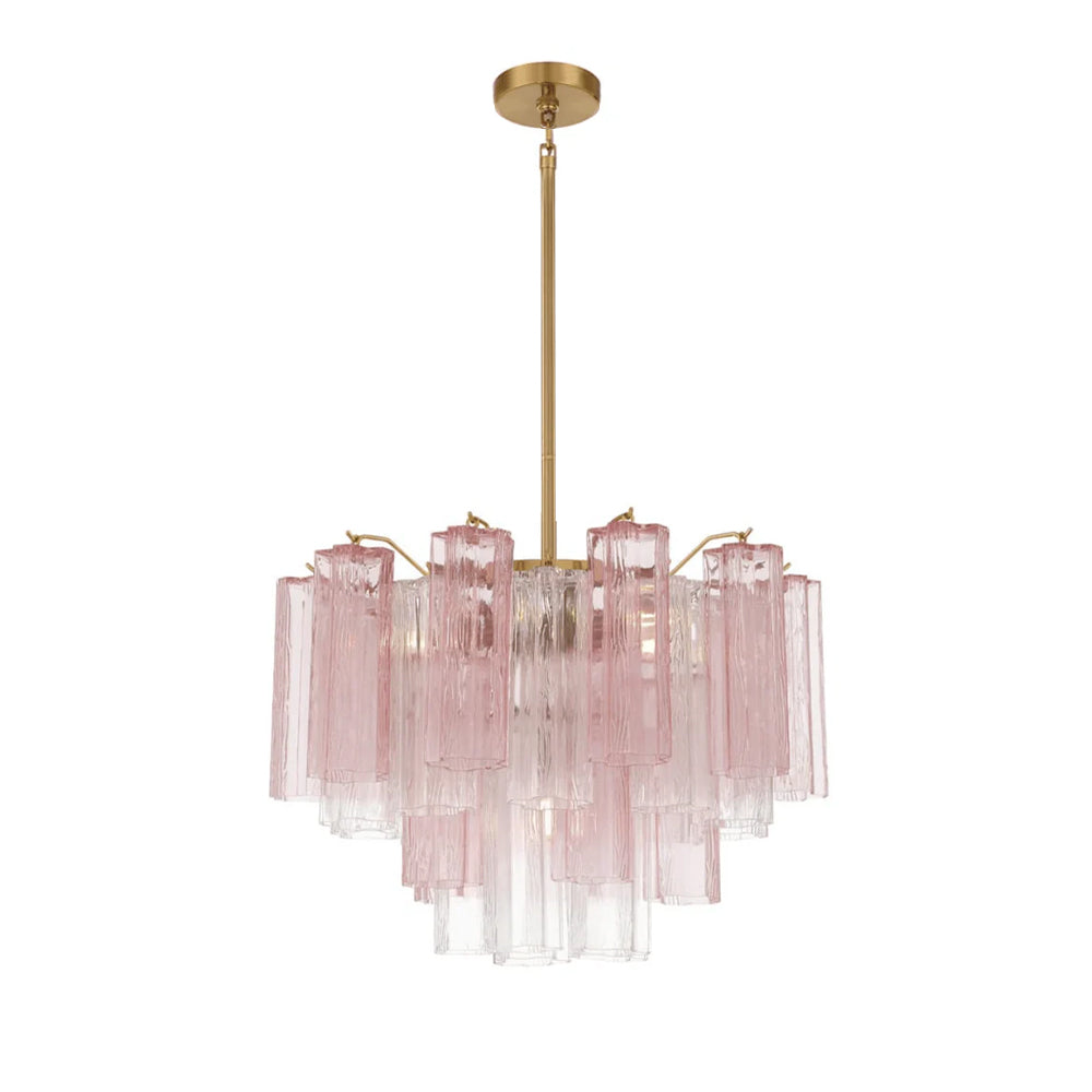 Lustra Chandelier en Tube de Verre Superposé Ambre