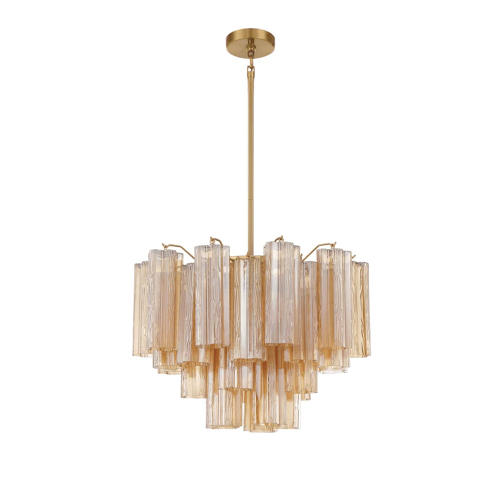Lustra Chandelier en Tube de Verre Superposé Ambre