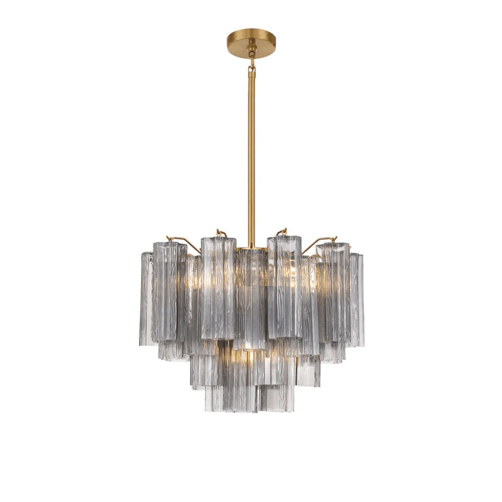 Lustra Chandelier en Tube de Verre Superposé Ambre