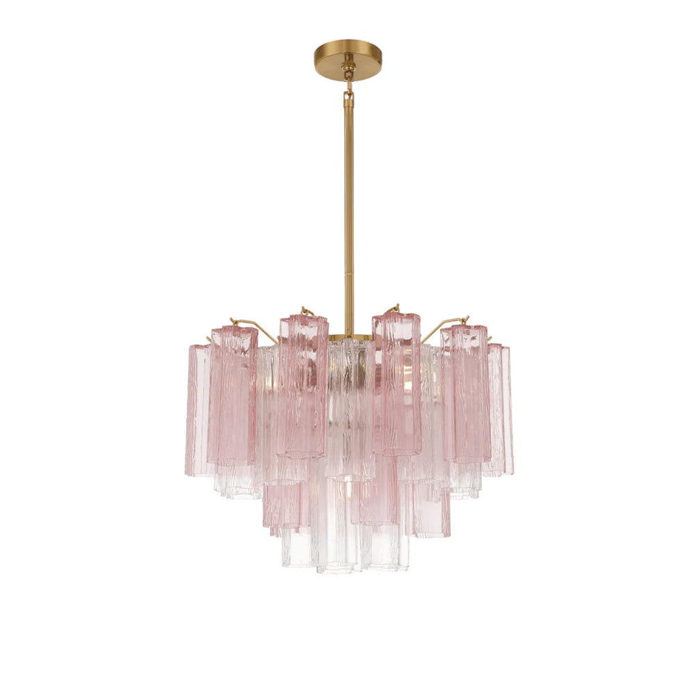 Lustra Chandelier en Tube de Verre Superposé Ambre