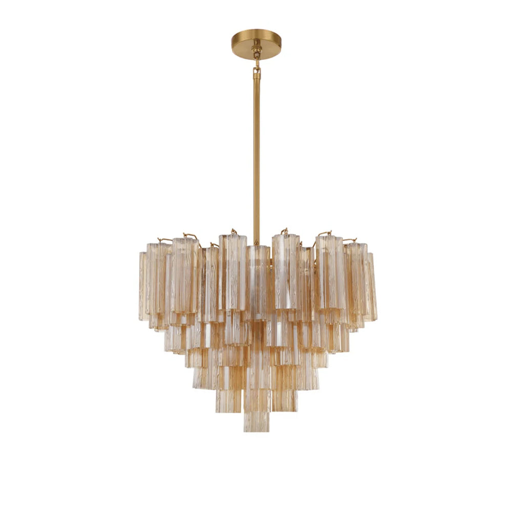 Lustra Chandelier en Tube de Verre Superposé Ambre
