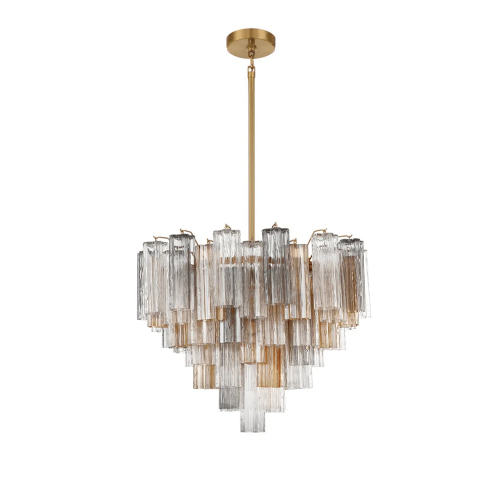 Lustra Chandelier en Tube de Verre Superposé Ambre