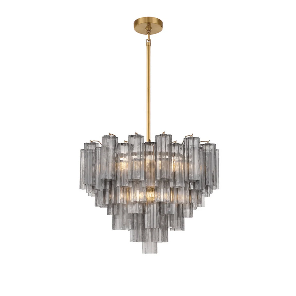 Lustra Chandelier en Tube de Verre Superposé Ambre