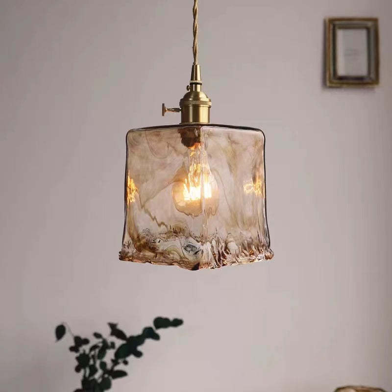 Valentina Suspension Géométrique Vintage Verre, Laiton, Salon