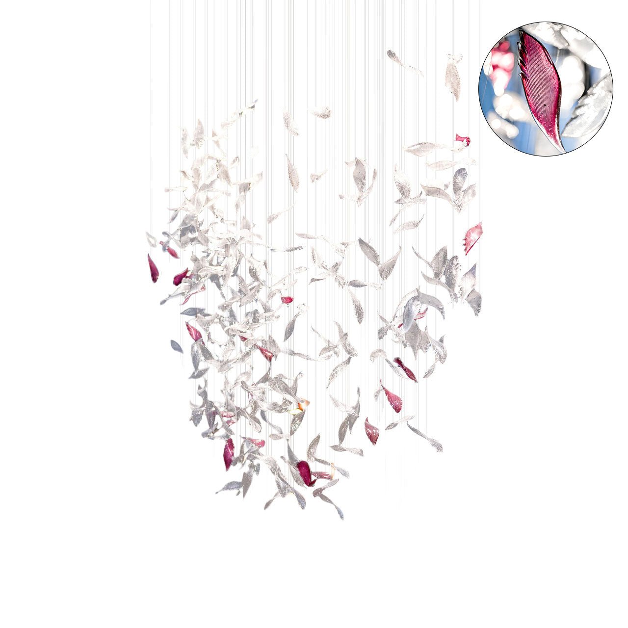 Zathaara Glass Feather Shape Chandelier - Blowlighting