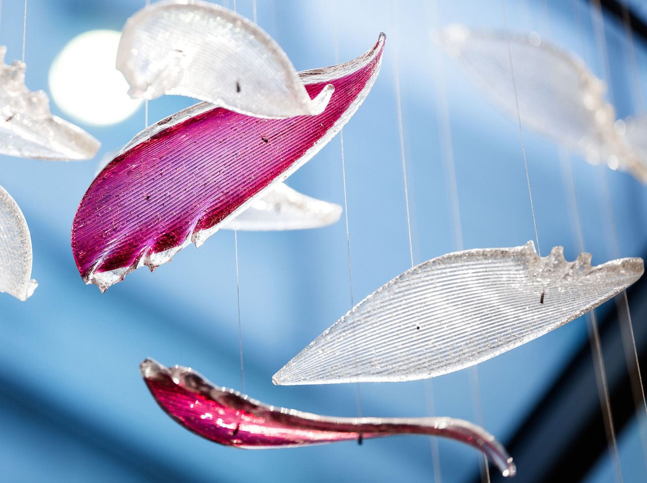 Zathaara Glass Feather Shape Chandelier - Blowlighting