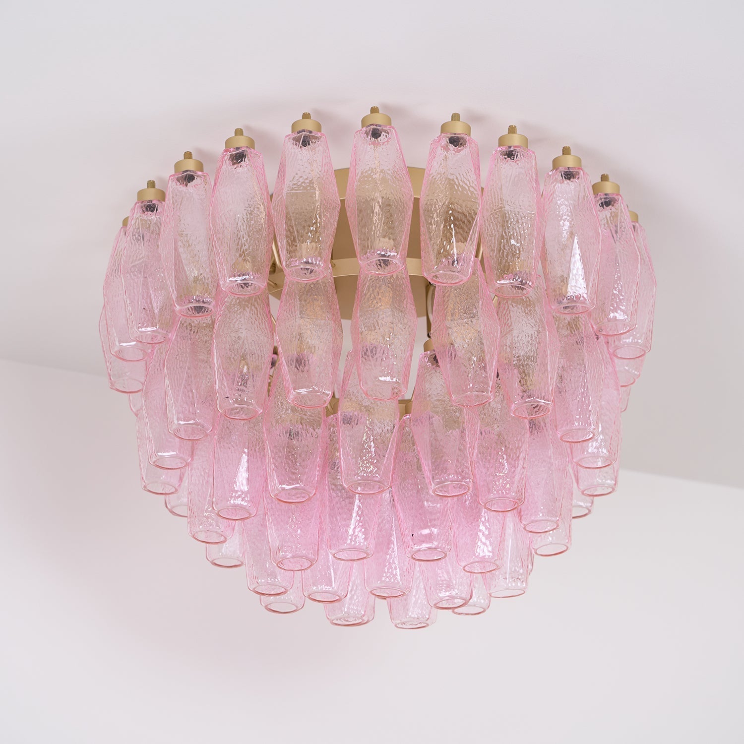 Aurora Ceiling Lamp Poliedri Pink Murano Glass Layered Flush Mount - Letslighting