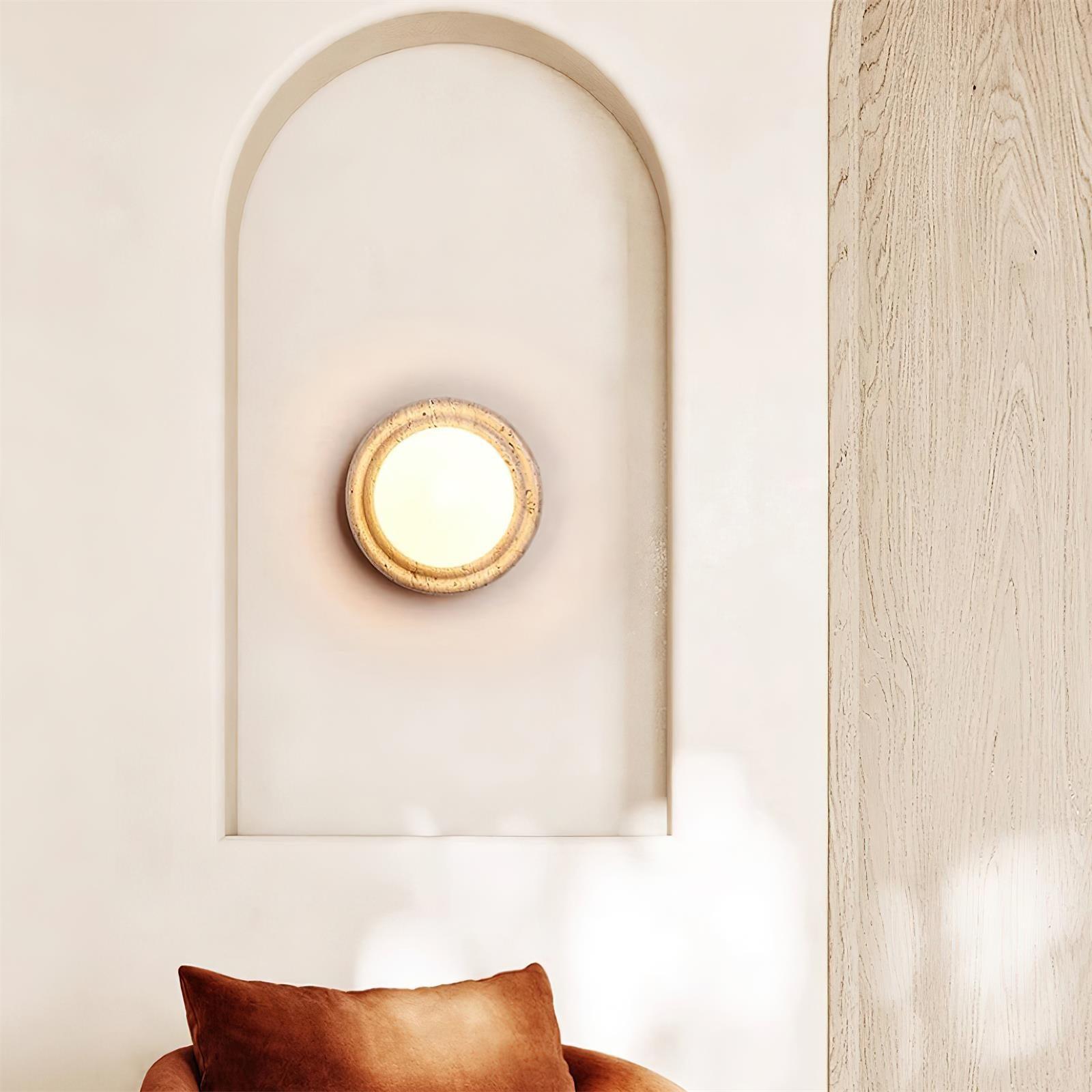 Dahlia Round Wall Lamp Travertine - Letslighting