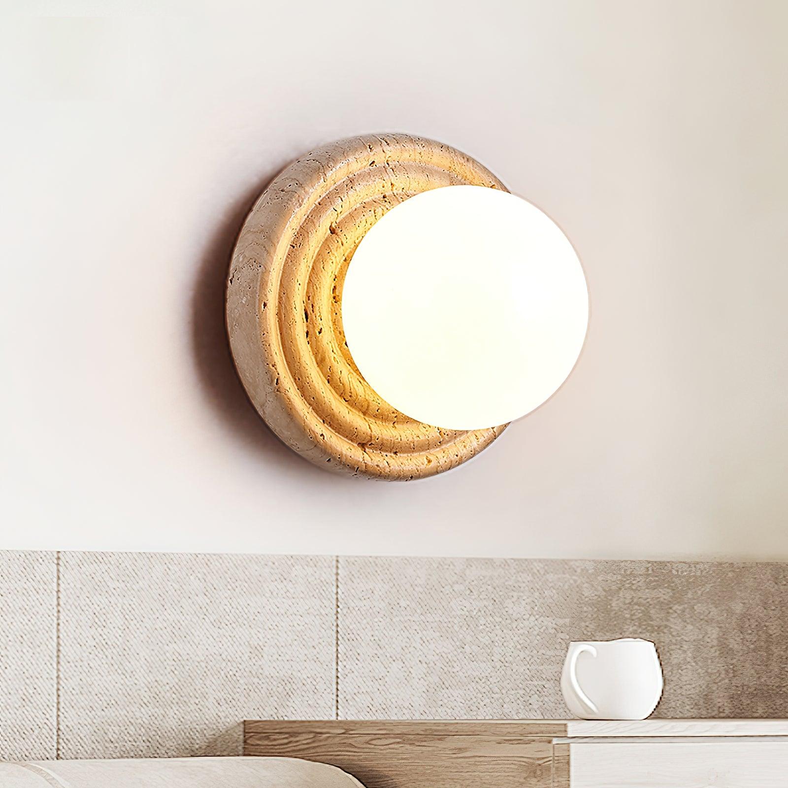 Dahlia Round Wall Lamp Travertine - Letslighting