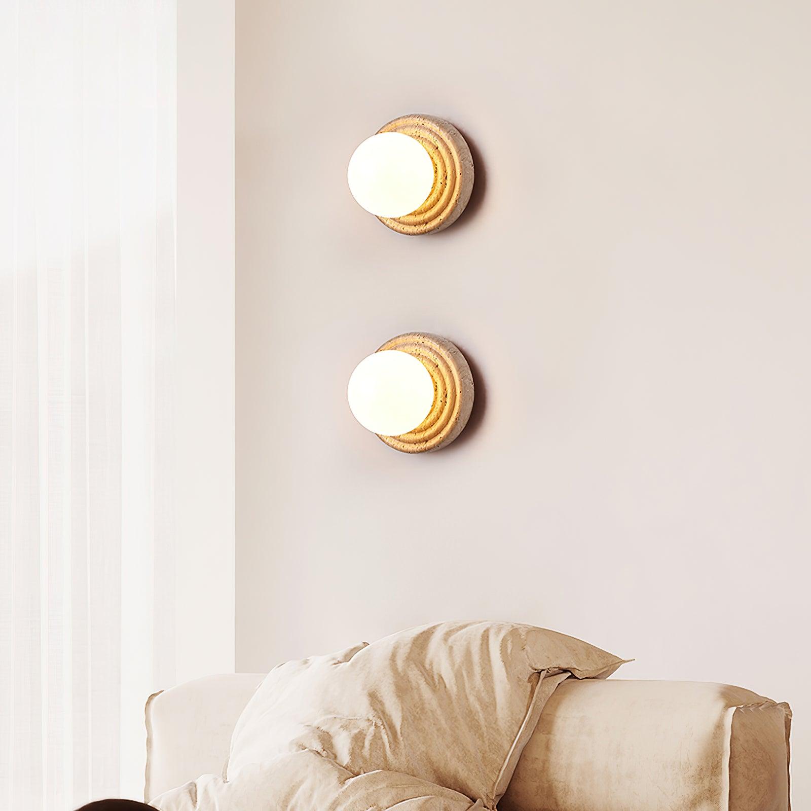 Dahlia Round Wall Lamp Travertine - Letslighting