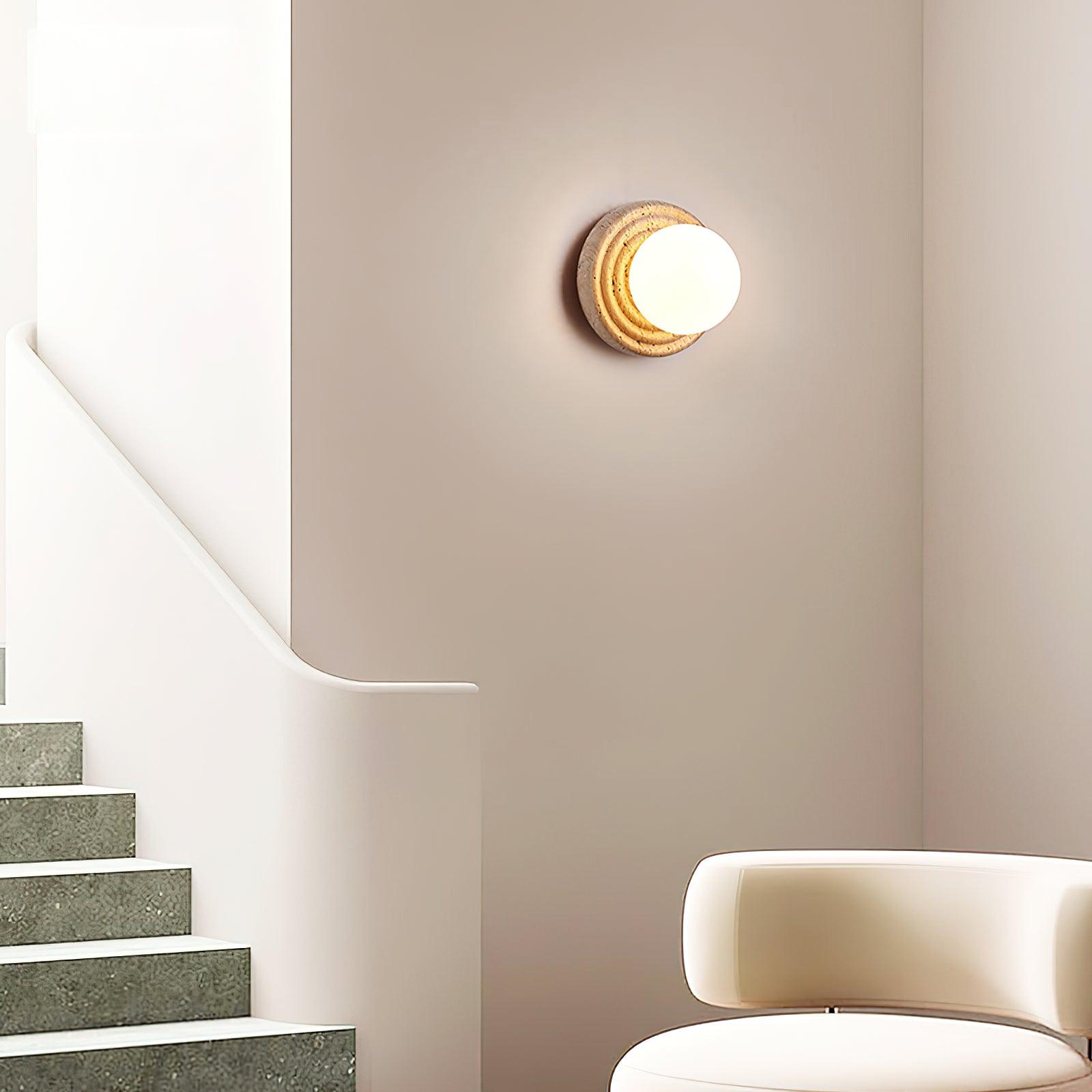 Dahlia Round Wall Lamp Travertine - Letslighting