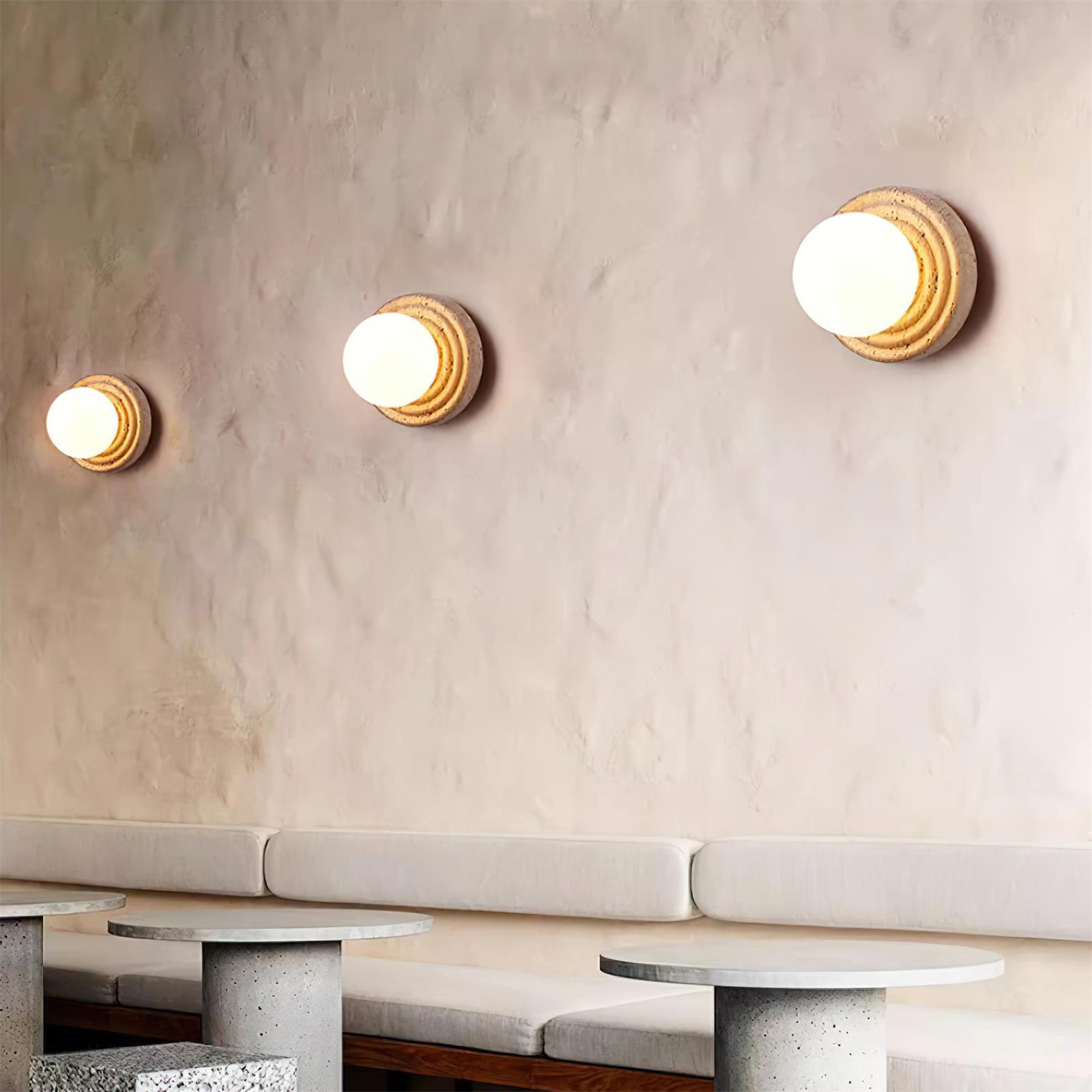 Dahlia Round Wall Lamp Travertine - Letslighting