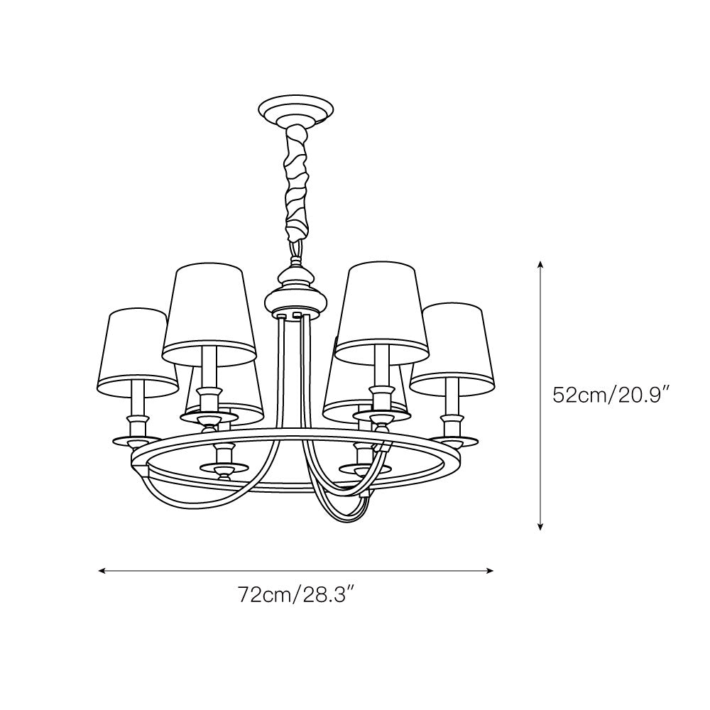 Plume Vintage Elegance Brass Fabric Chandelier - Lamp Copper