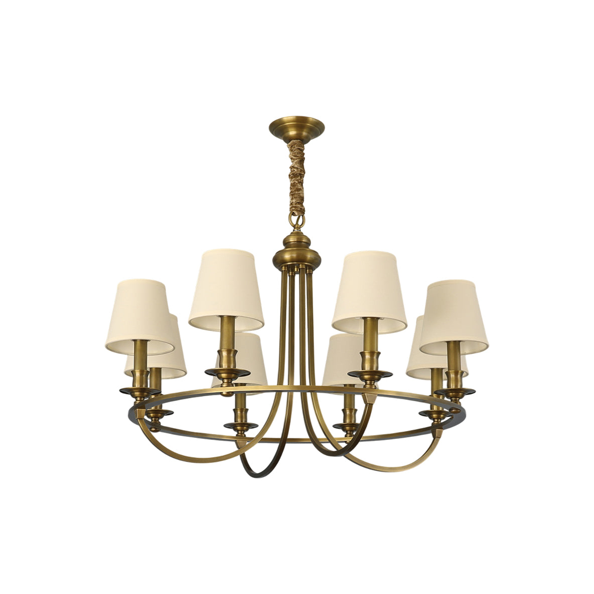 Plume Vintage Elegance Brass Fabric Chandelier - Lamp Copper