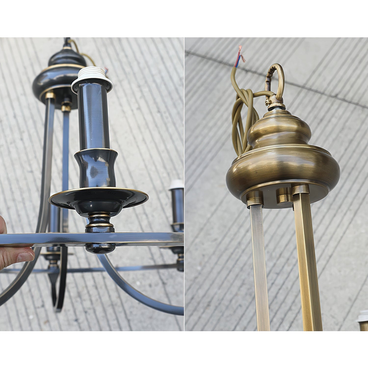 Plume Vintage Elegance Brass Fabric Chandelier - Lamp Copper