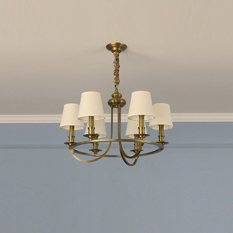 Plume Vintage Elegance Brass Fabric Chandelier - Lamp Copper