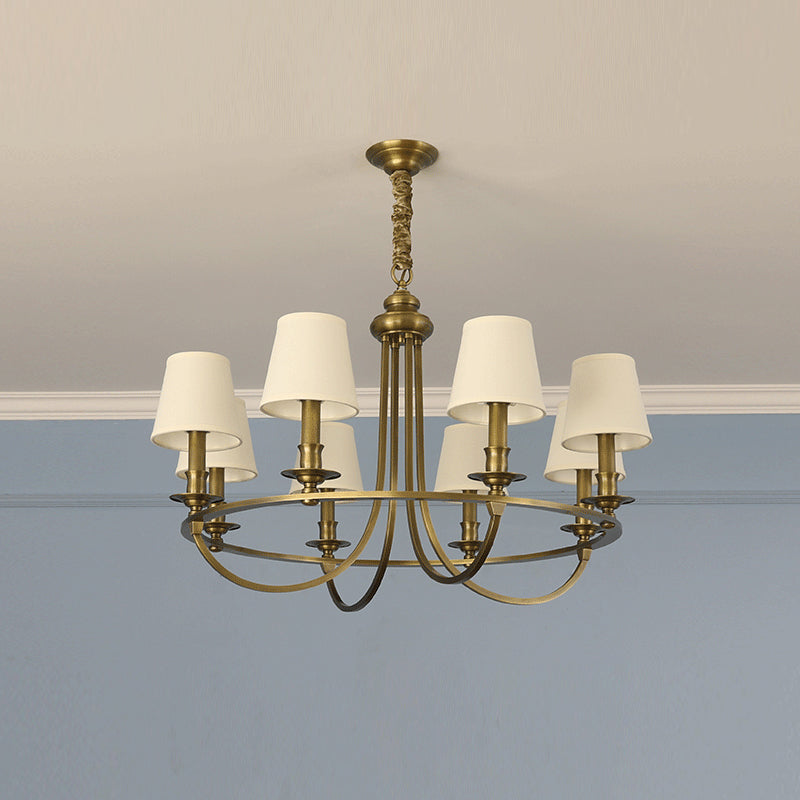 Plume Vintage Elegance Brass Fabric Chandelier - Lamp Copper