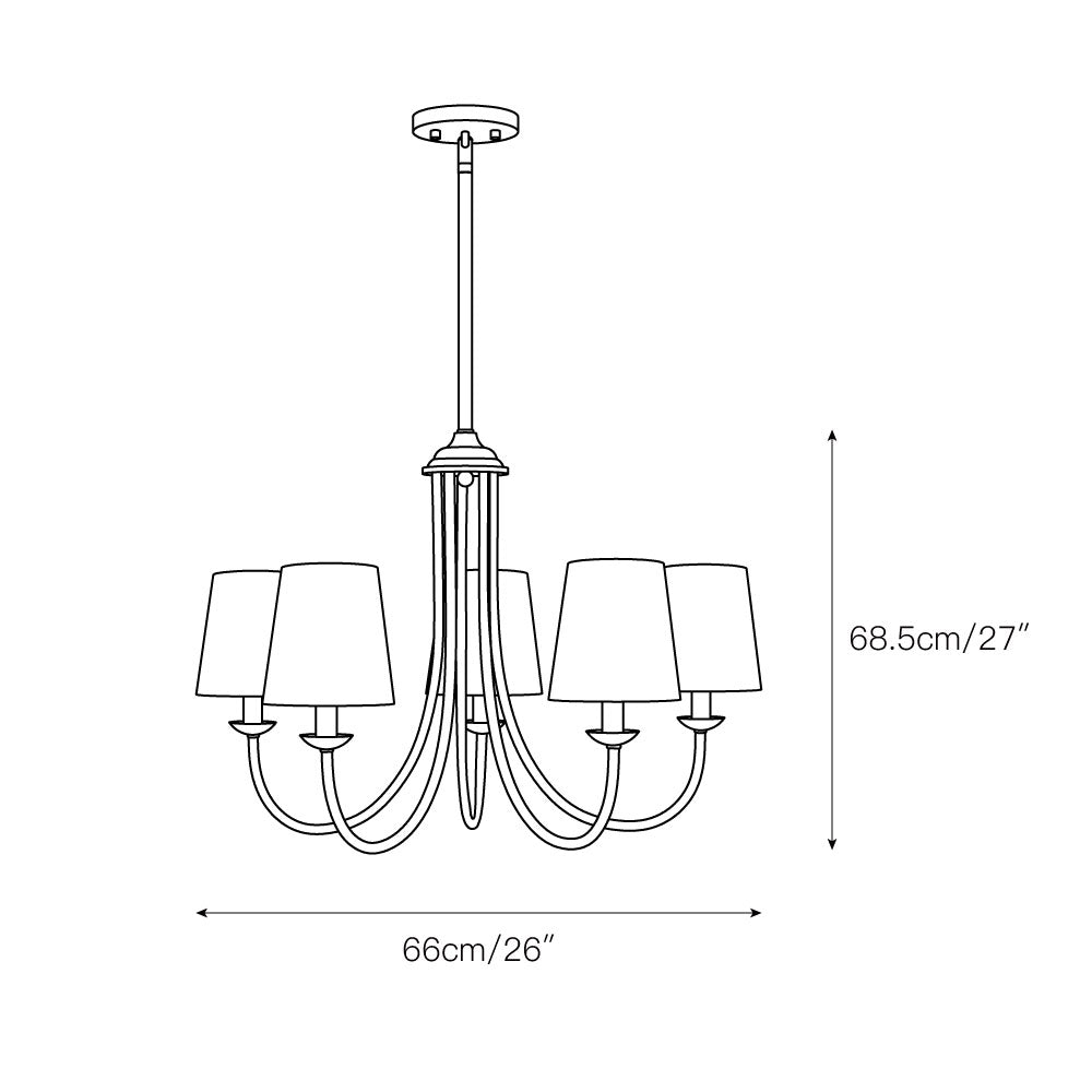 Trill Vintage Industrial Brass Metal Fabric Chandelier - Lamp Copper
