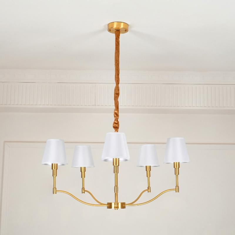 Unfold Vintage Traditional Brass Fabric Metal Chandelier - Lamp Copper