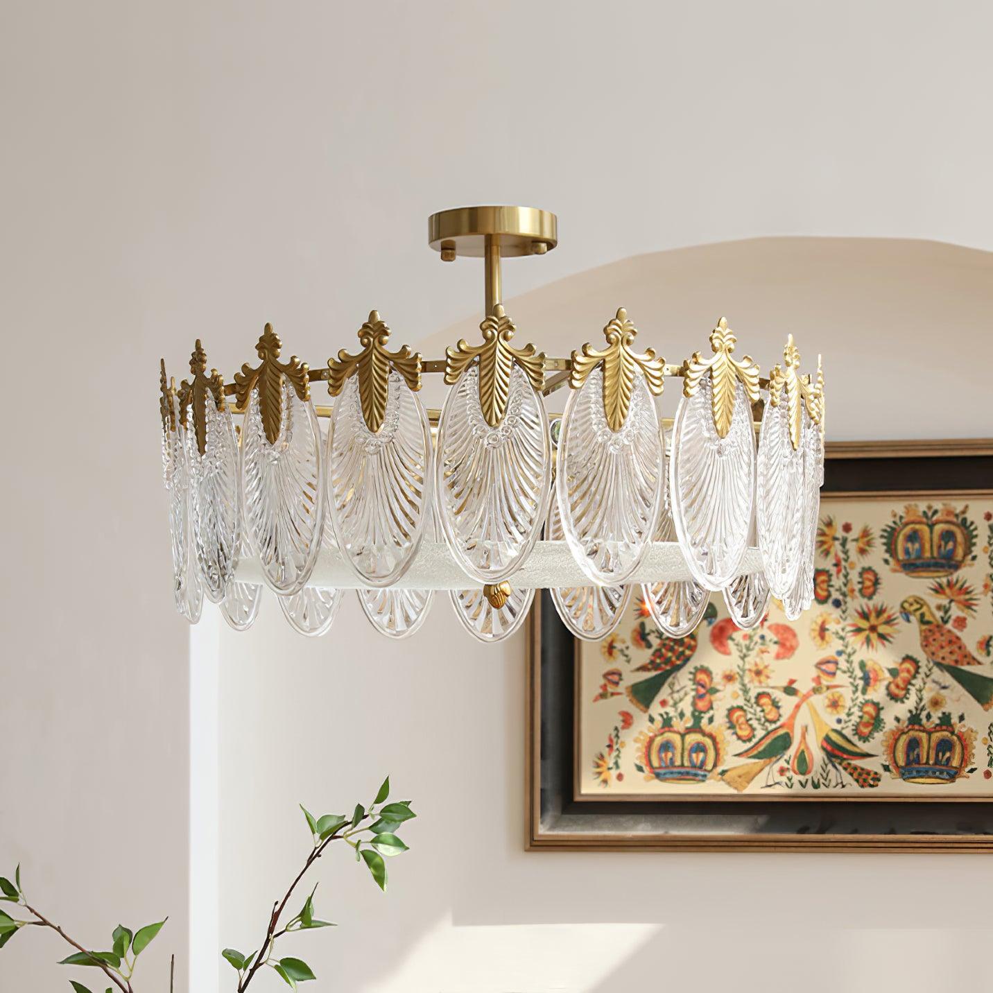 Decorative Pattern Glass Round Chandelier - Blowlighting