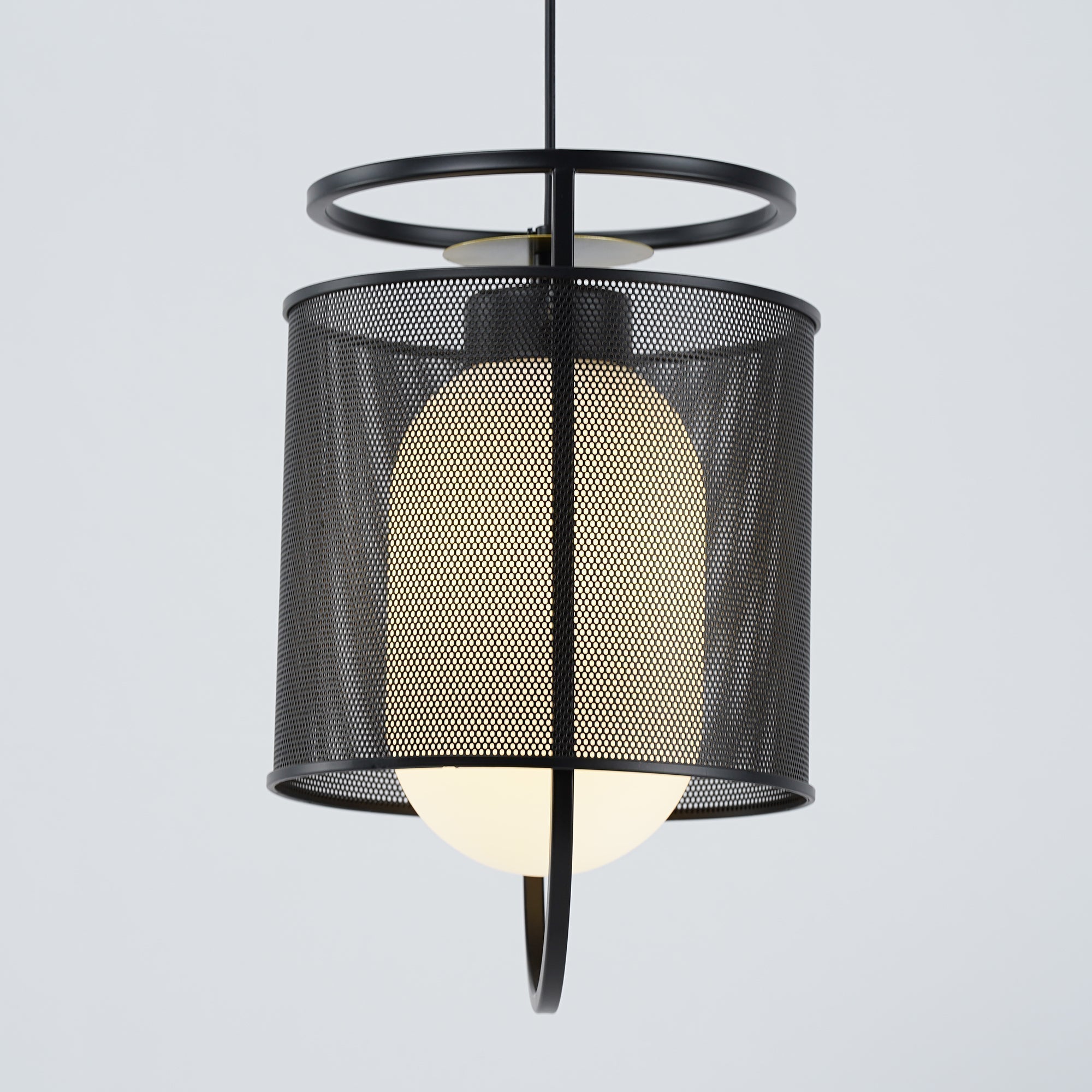 Solara Pendant Lamp Mesh Cylinder Brass Accent Industrial - Letslighting