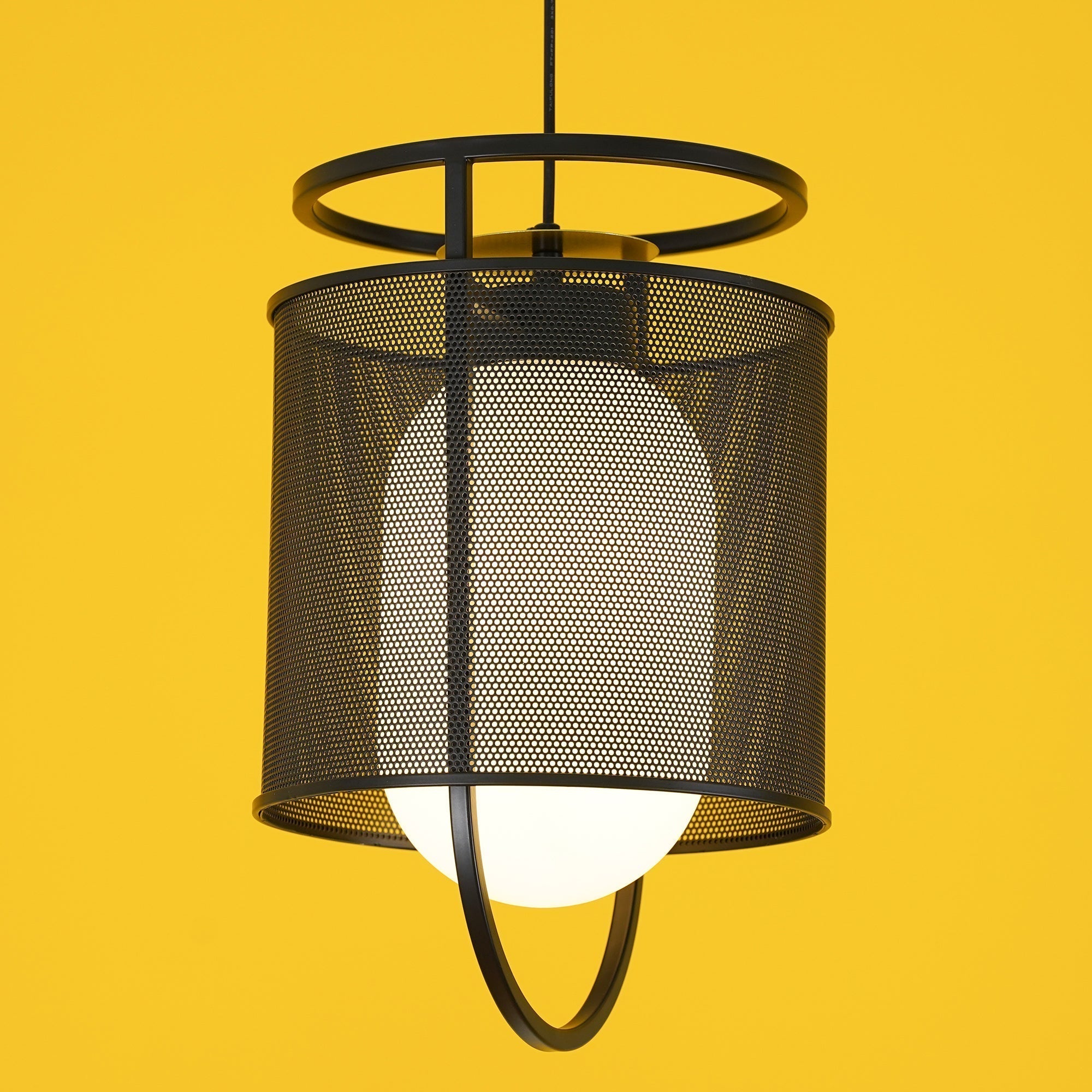 Solara Pendant Lamp Mesh Cylinder Brass Accent Industrial - Letslighting