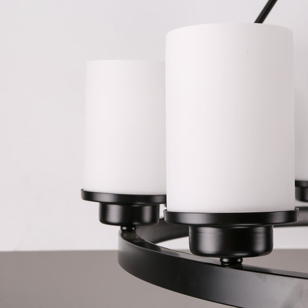 Silva Suspension Bague Rétro, Métal/Verre, Blanc/Noir, Salle à Manger/Salle de Séjour