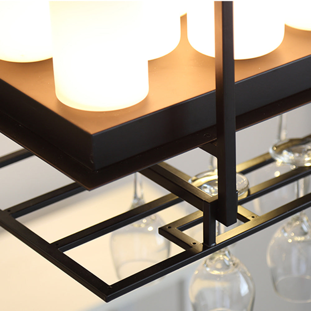 Silva Suspension Cylindre Moderne, Métal/Verre, Blanc/Noir, Restaurant/Bar