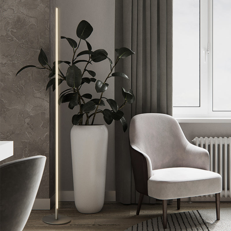 Ray Simple Linéaire LED Lampadaire Or Noir Métal Gel de Silice Salon Chambre
