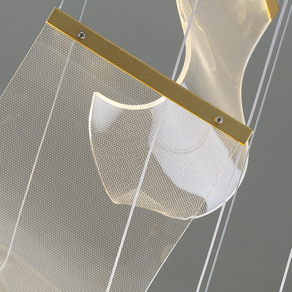 Kristy Suspension Carrée Contemporaine Métal/Acrylique Doré Salon/Escalier