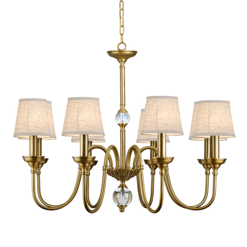 Blur Postmodern Luxury Brass Crystal Fabric Chandelier - Lamp Copper