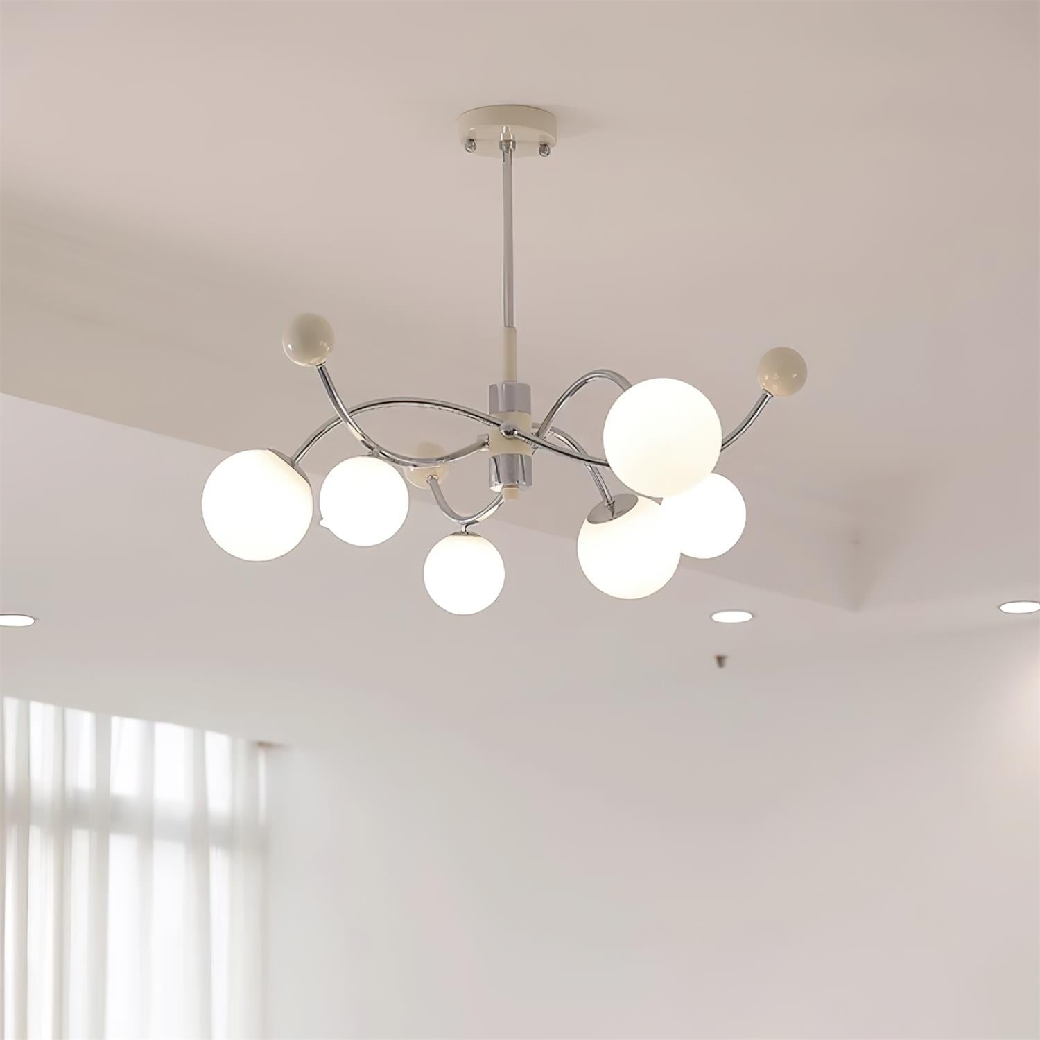 Diana Chandelier Frosted Orb Curves - Letslighting