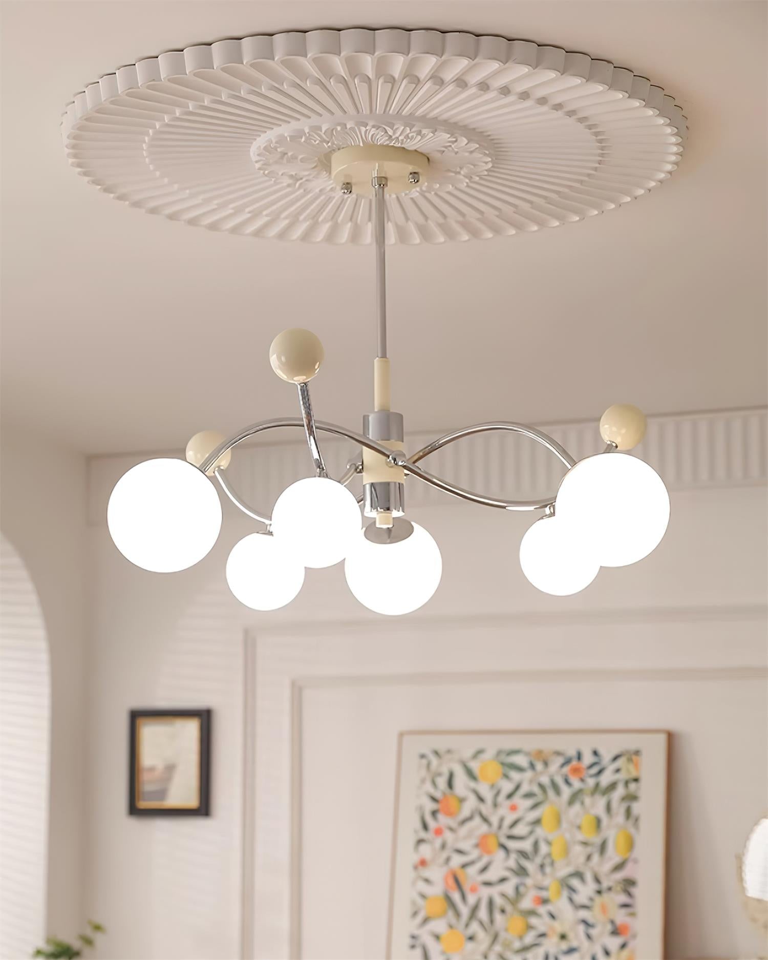 Diana Chandelier Frosted Orb Curves - Letslighting
