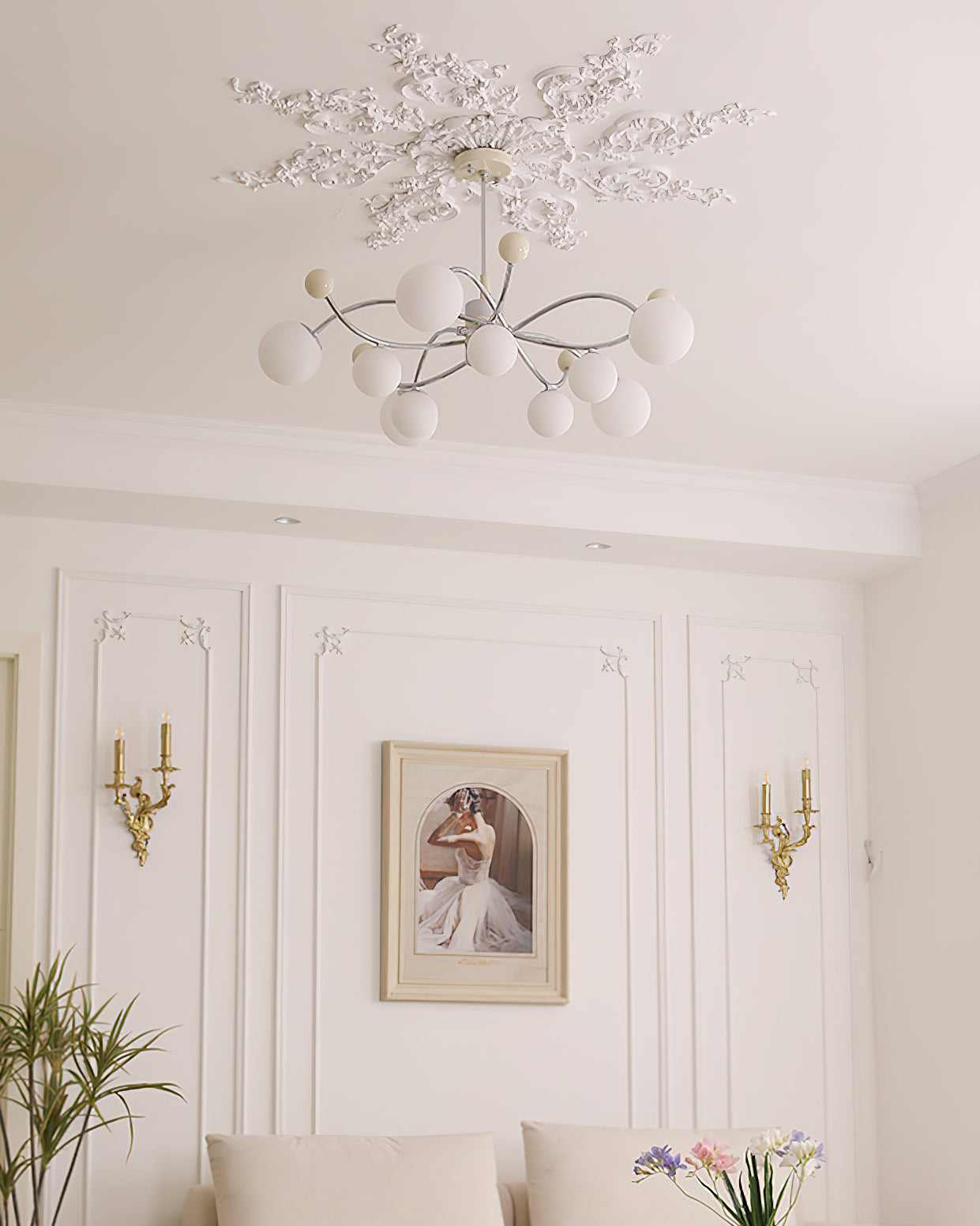 Diana Chandelier Frosted Orb Curves - Letslighting