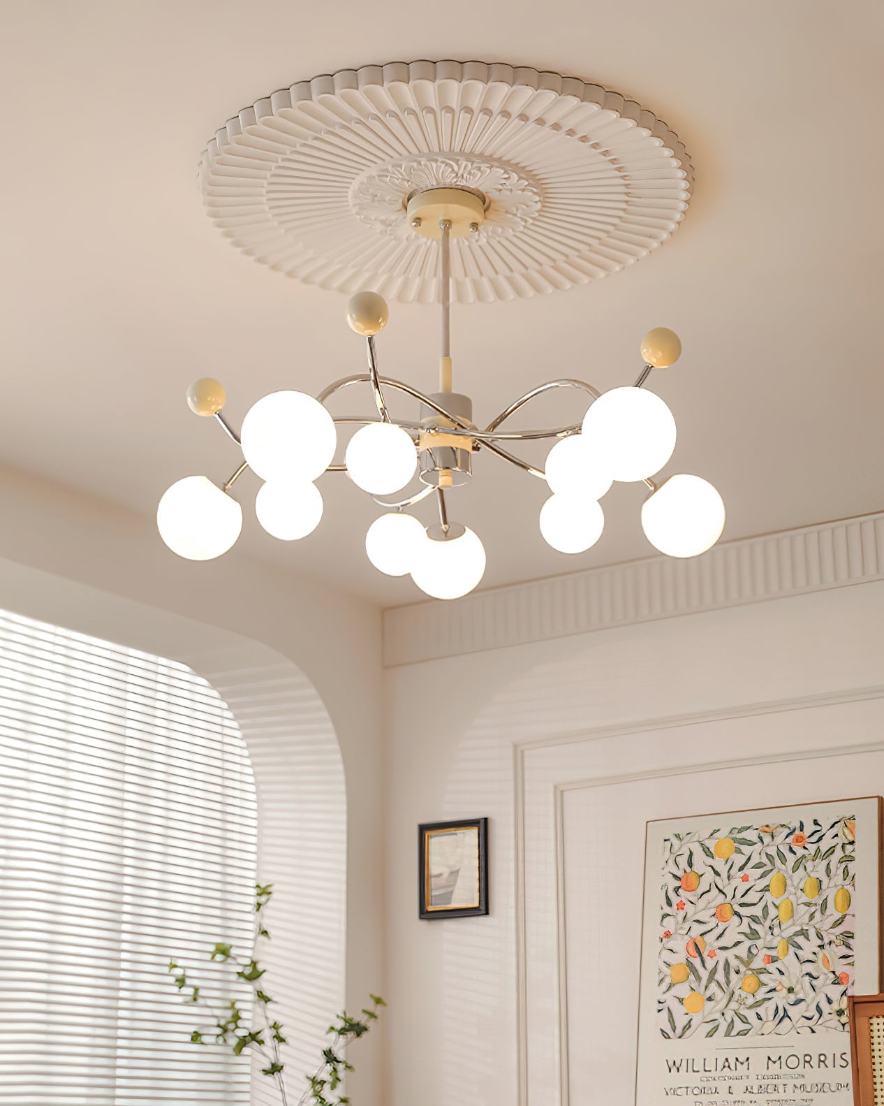 Diana Chandelier Frosted Orb Curves - Letslighting