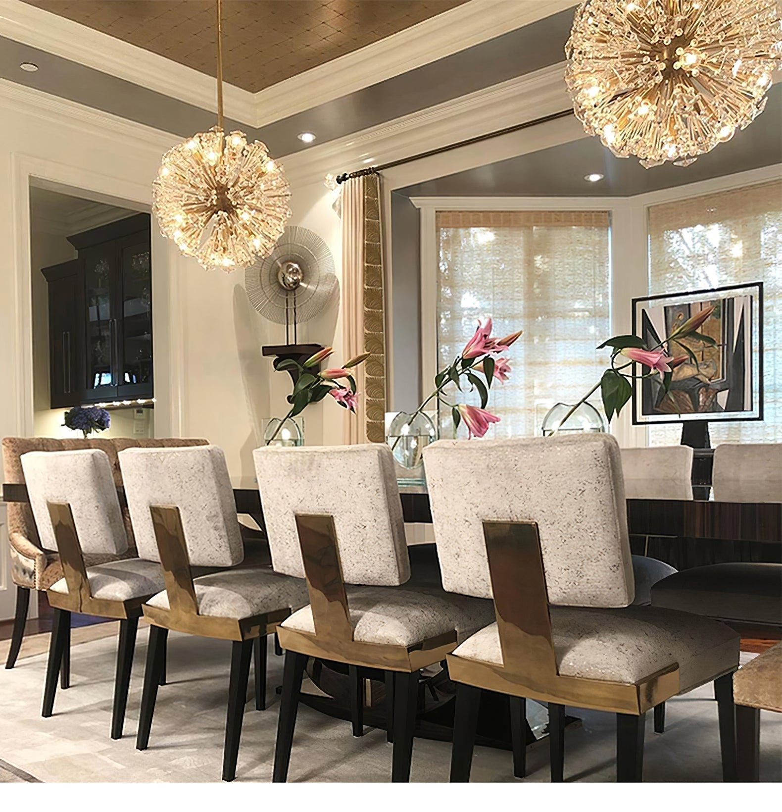 Aurora Chandelier Dickinson Gold Crystal Starburst - Letslighting