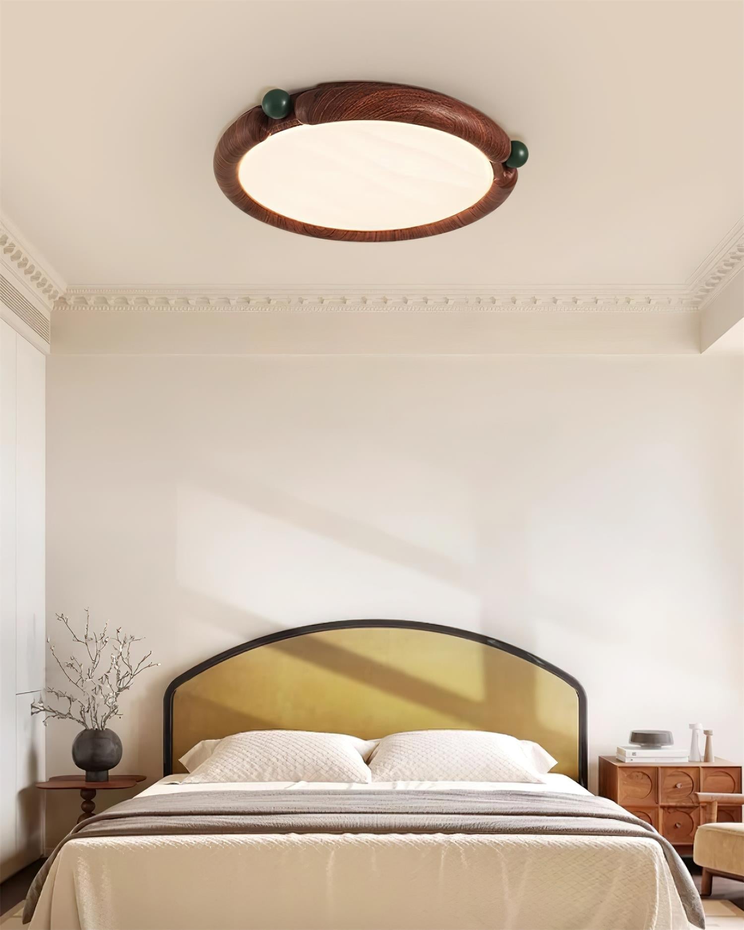 Ceiling Light Round Acrylic Panel Walnut Resin A/B Model Natural - Letslighting
