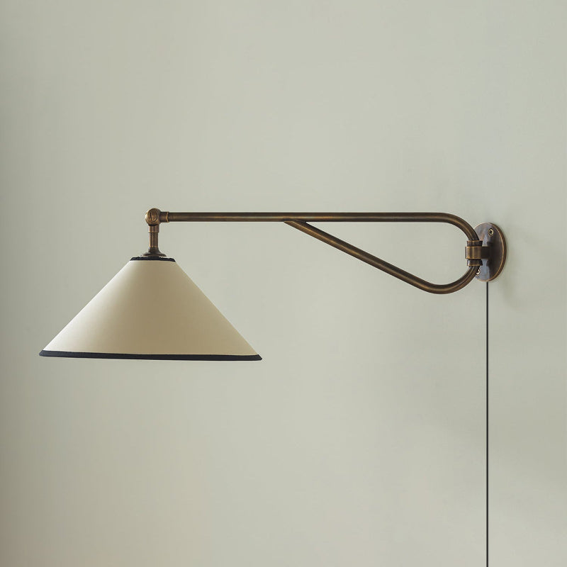Gild Vintage Plug-in Brass Metal Fabric Wall Lamp - Lamp Copper