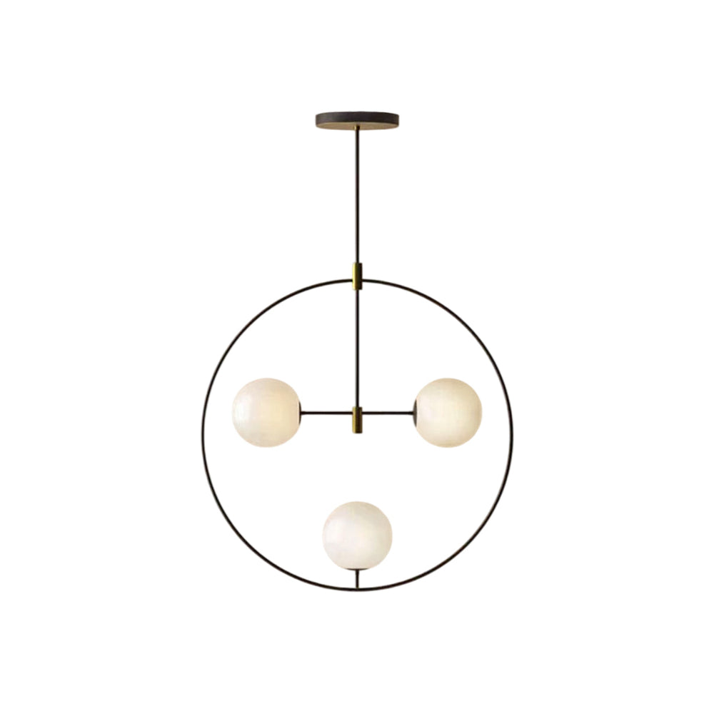 Nexus Modern Minimalist Round Brass Glass Chandelier - Lamp Copper